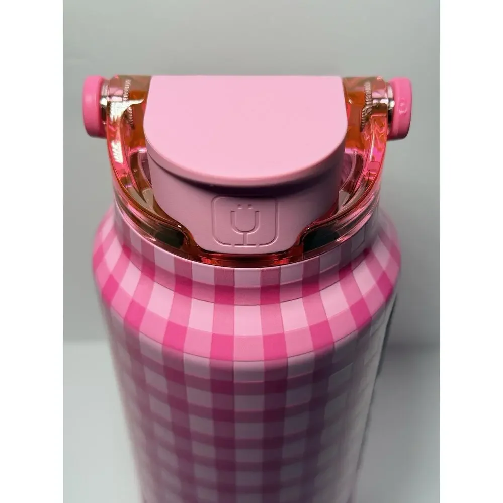 BrüMate X Madi Nelson Exclusive PINK GINGHAM 35oz Rise Tumbler Water Bottle NIB